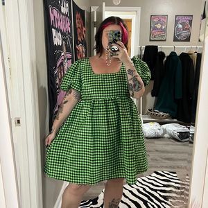 Topshop Black and Green Babydoll Dress